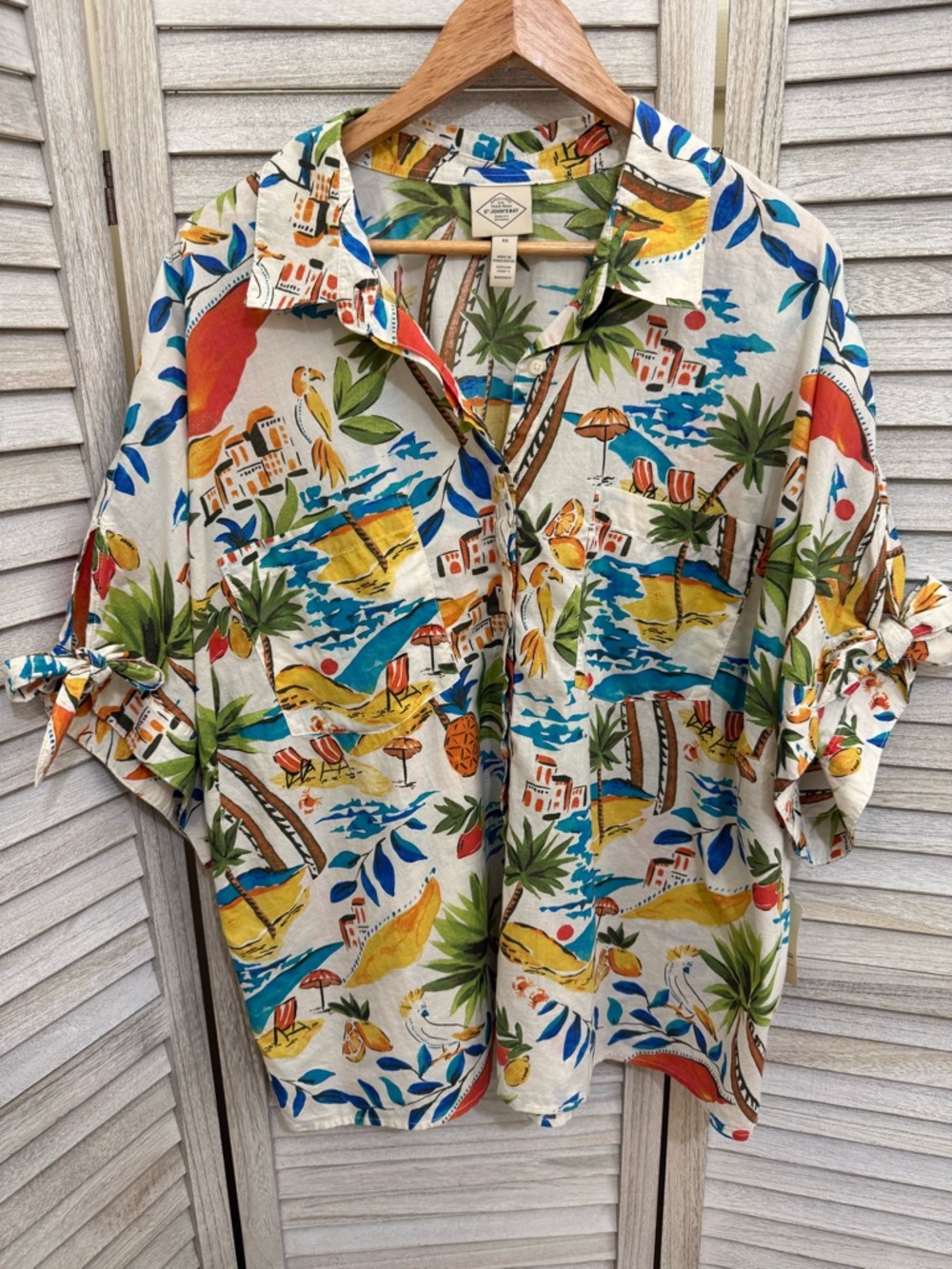 St. John's Bay Multicolor Tropical Camp Shirt